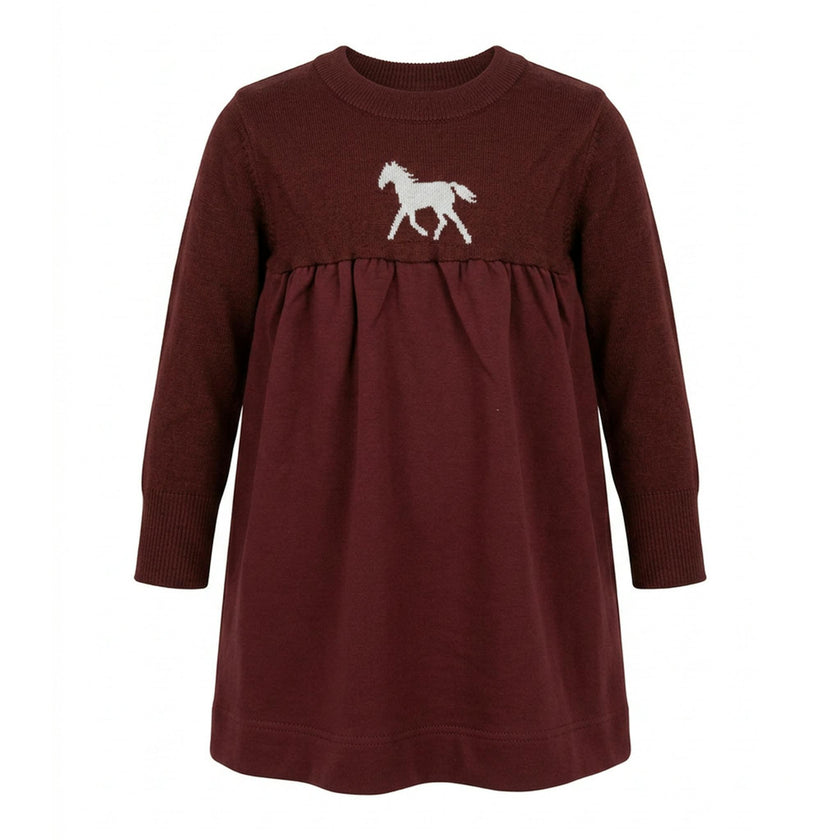 Horse Jacquard Knit & Fleece Dress