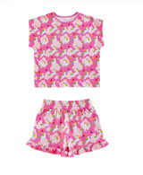 Light Weight French Terry Lounge Set Girls, Dancing Unicorn