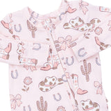 Cowgirl Boots and Bows - 2 Way Ruffle Back Zipper Footie