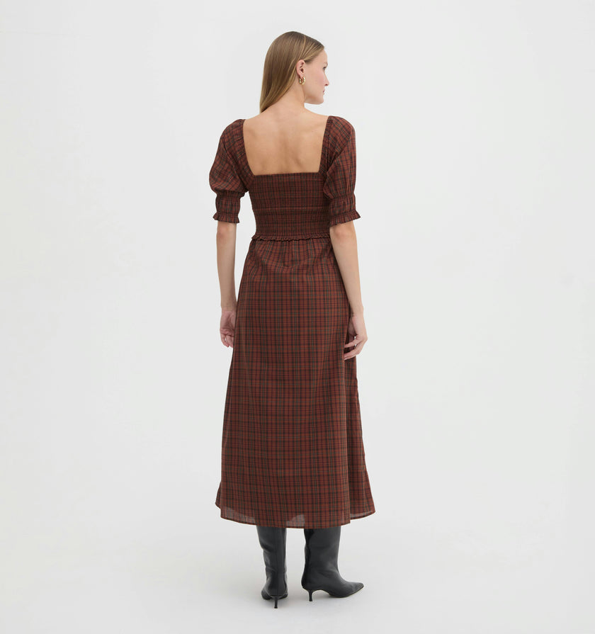 The Malene Nap Dress - Chestnut Plaid