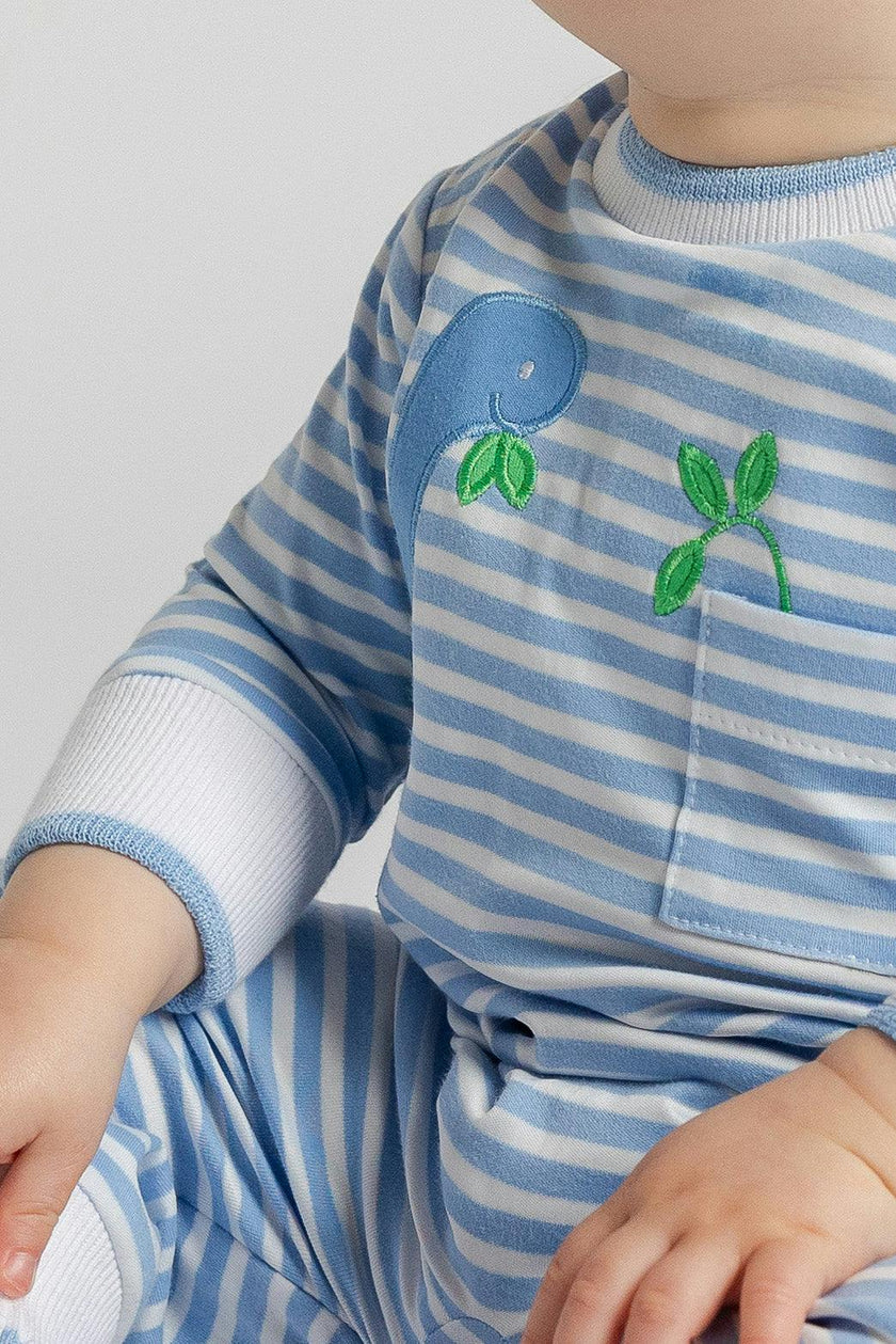 Stripe Knit Longall with Dinosaur