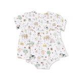 Cute Farm Animals Pink - Smocked Ruffle Bubble with Skirt