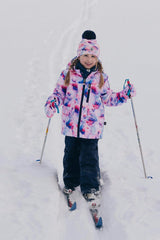 Two Piece Play Snowsuit Mauve Watercolor Floral Print With Navy Pants