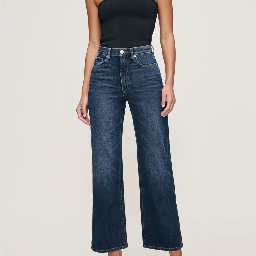 Karmine Refined Wide Leg High Rise 28" Jeans Dark Sea