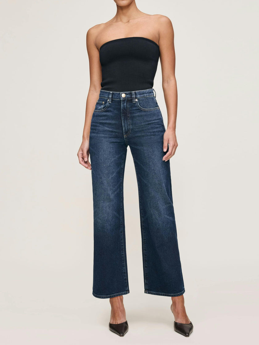 Karmine Refined Wide Leg High Rise 28" Jeans Dark Sea