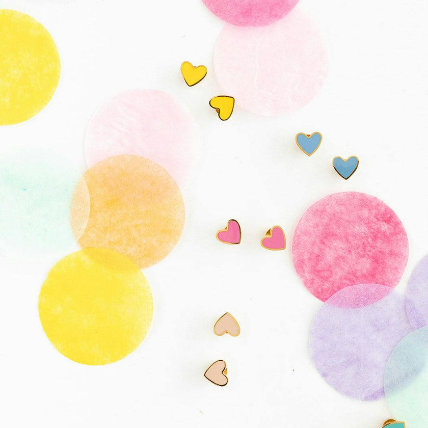 Enamel Pink Heart Stud