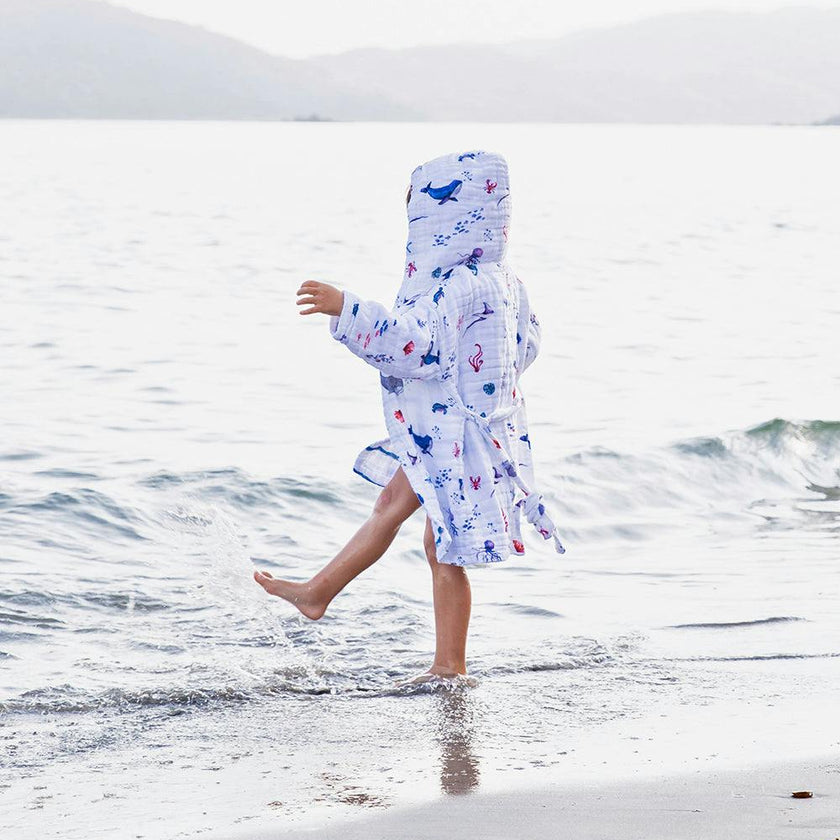 Certified Organic Muslin Reversible Bath Robe
