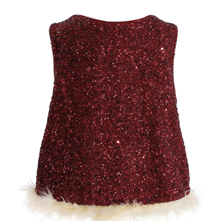 Red Sequin Feather-Trim Set