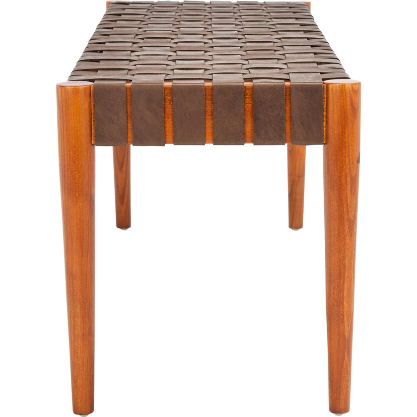 Amalia Leather Weave Bench