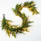 Twig Light & Real Touch Green Norfolk Pine Pre-Lit Winter Christmas Mantle Garland Table Runner