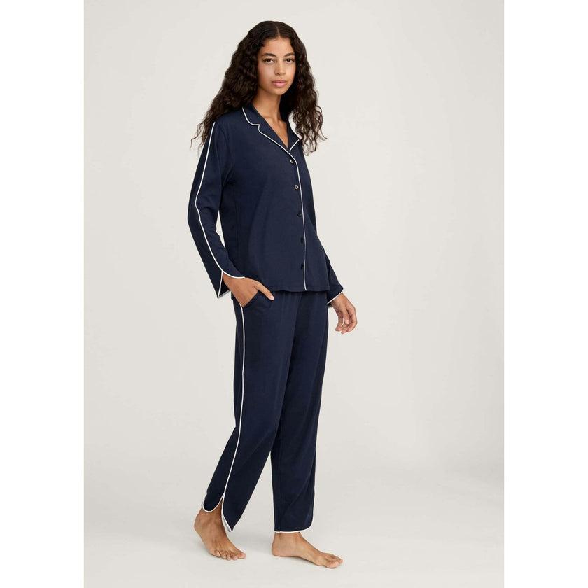 The Margaux Pima Pajama Set in Navy