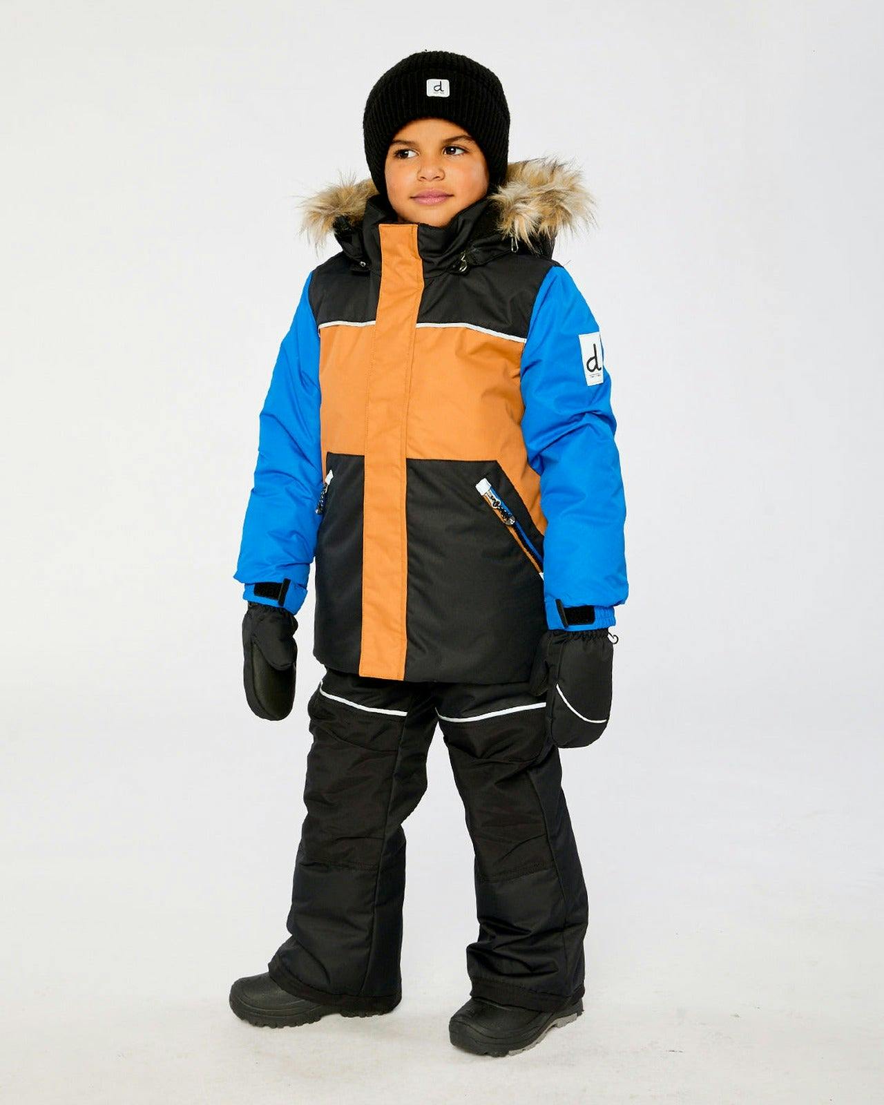 Two Piece Discover Snowsuit Black Brown and Blue