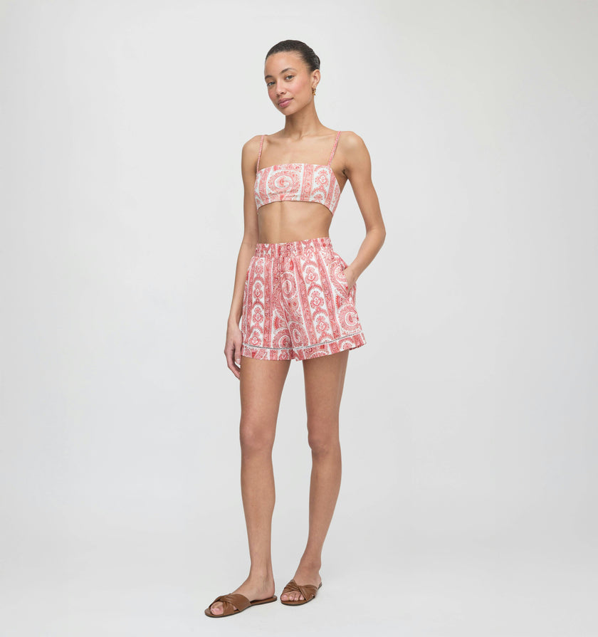 The Audrey Short - Coral Corsica Paisley