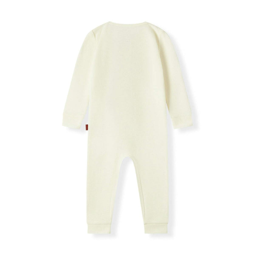 Cream Waffle Zipper Pajama