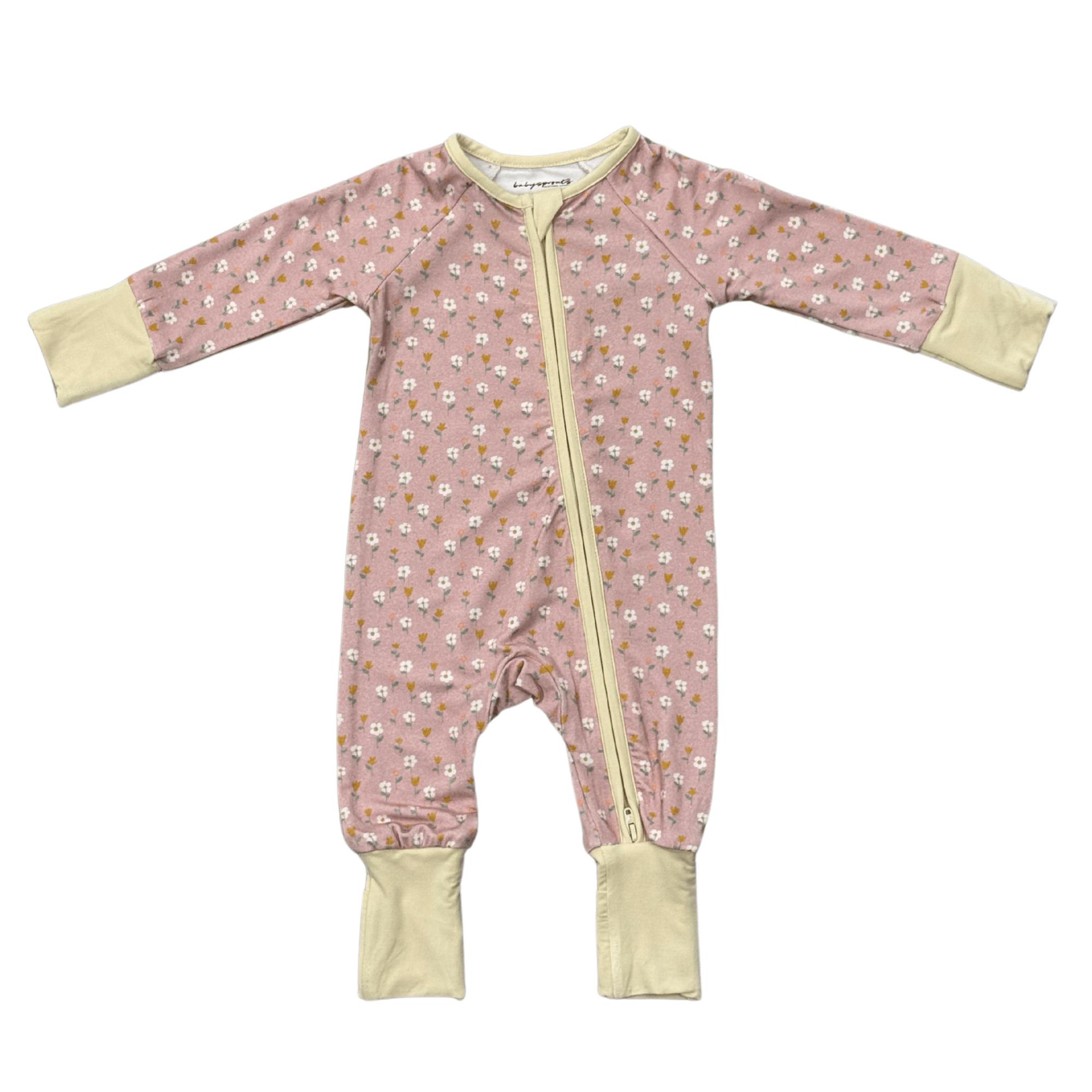 Baby Girl Long Sleeve Zip Romper in Mini Daisy