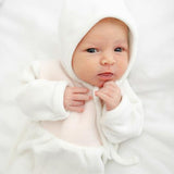 Velour Knit Wrap Romper & Bonnet Blue