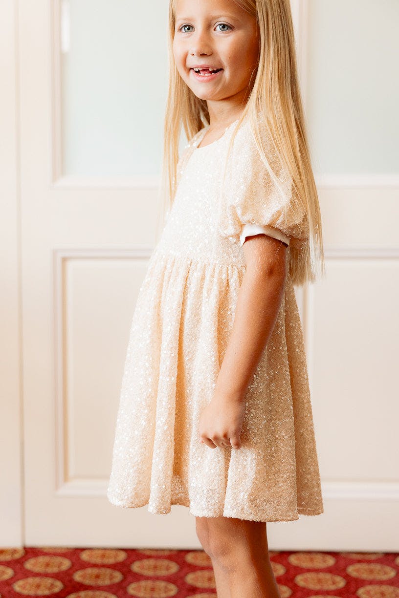 Mini Marisol Dress in Cream Sequin
