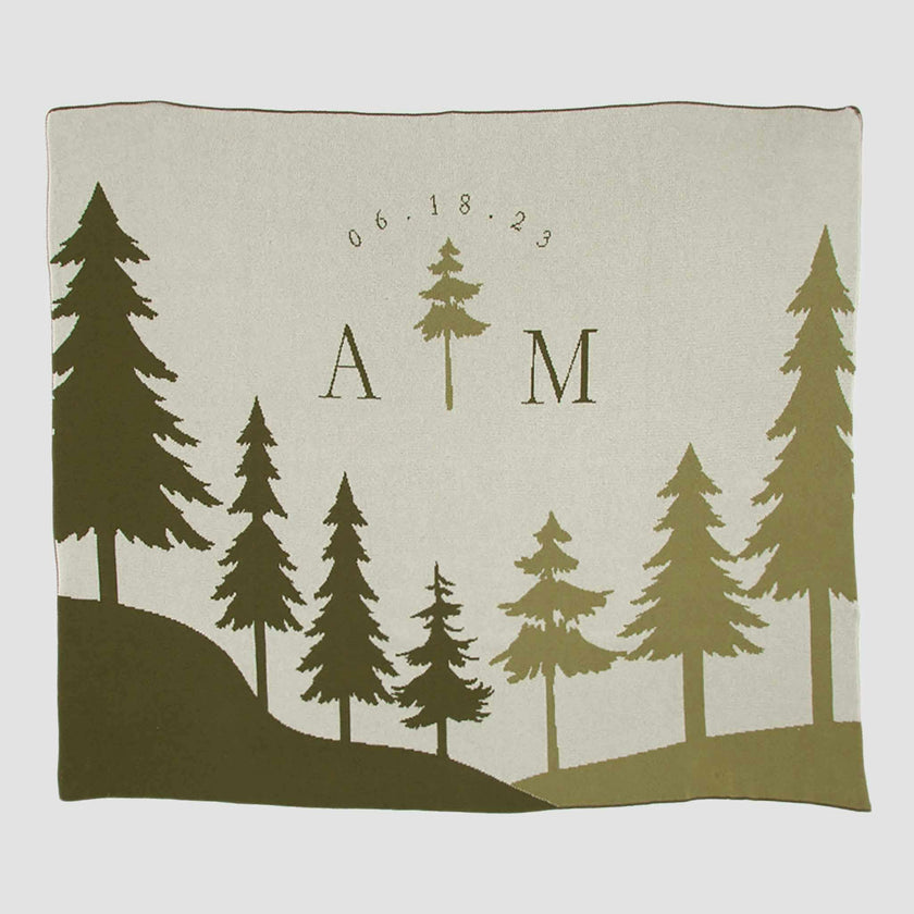 Custom Personalized Sustainable Knit Throw Blanket Winter Holiday Gift | Wedding - Pine