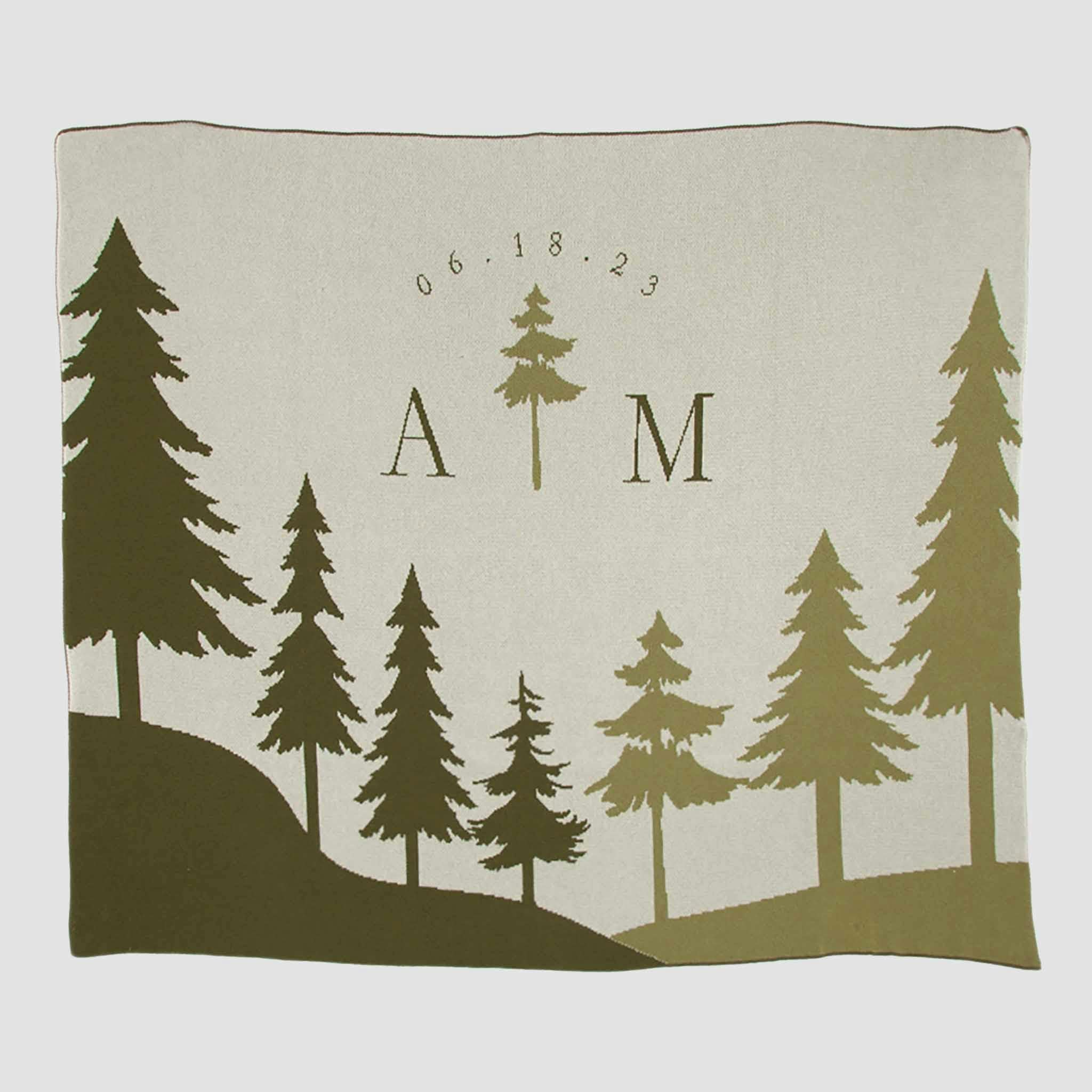 Custom Personalized Sustainable Knit Throw Blanket Winter Holiday Gift | Wedding - Pine