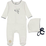 Heirloom Berry Footie & Hat Set Ivory & Blue