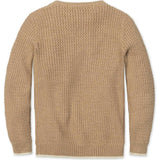 Organic Long Sleeve Crewneck Sweater with Buttons, Beige