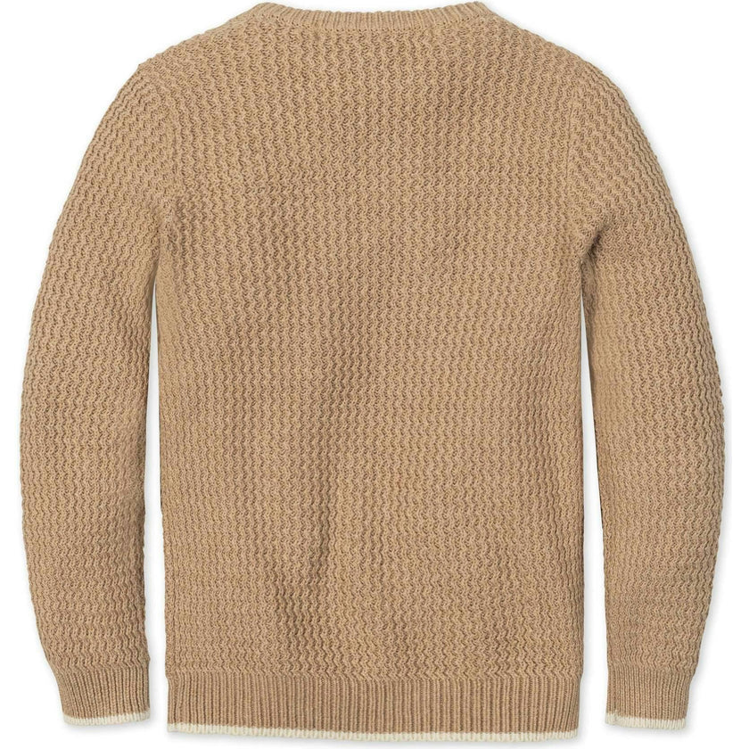 Organic Long Sleeve Crewneck Sweater with Buttons, Beige