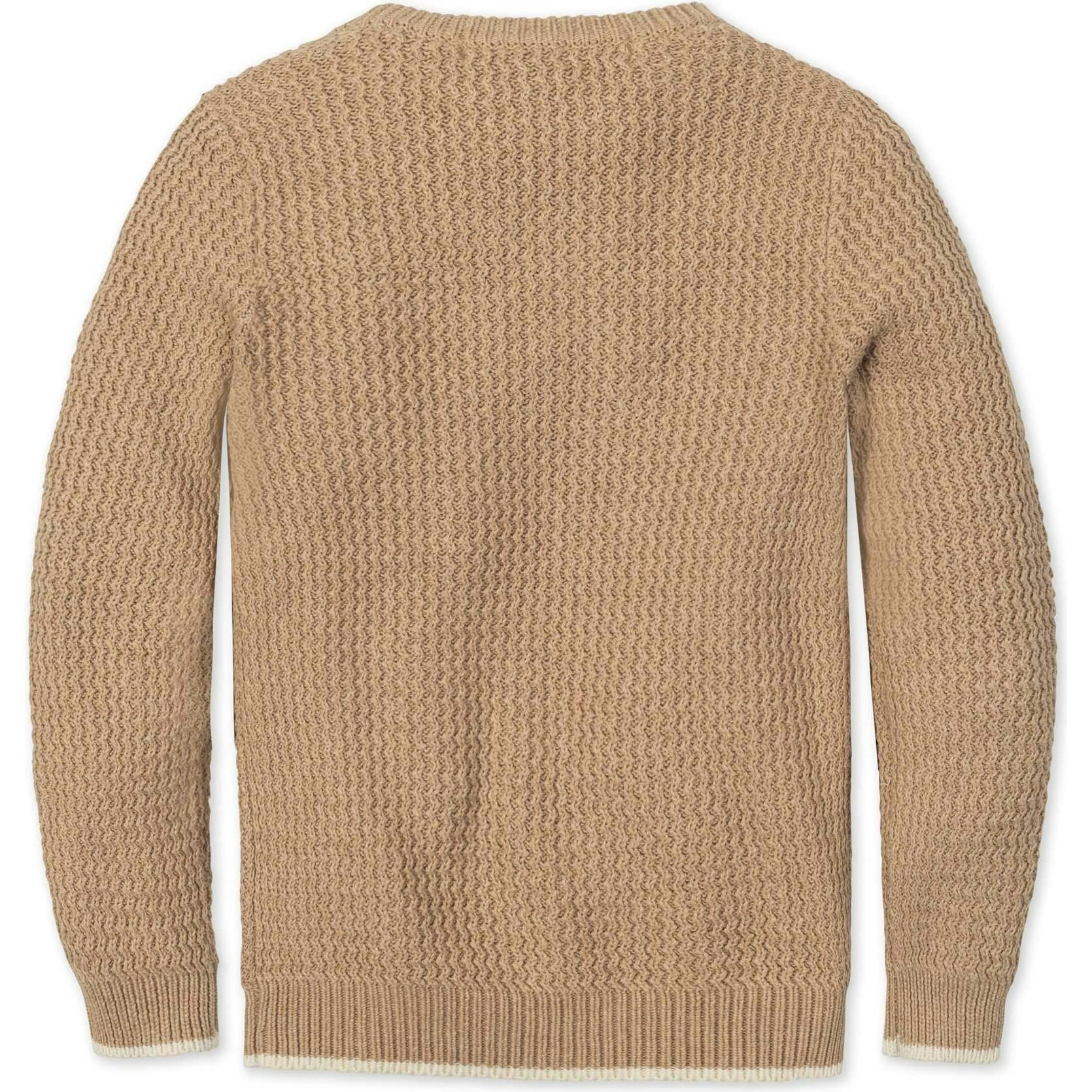 Organic Long Sleeve Crewneck Sweater with Buttons, Beige