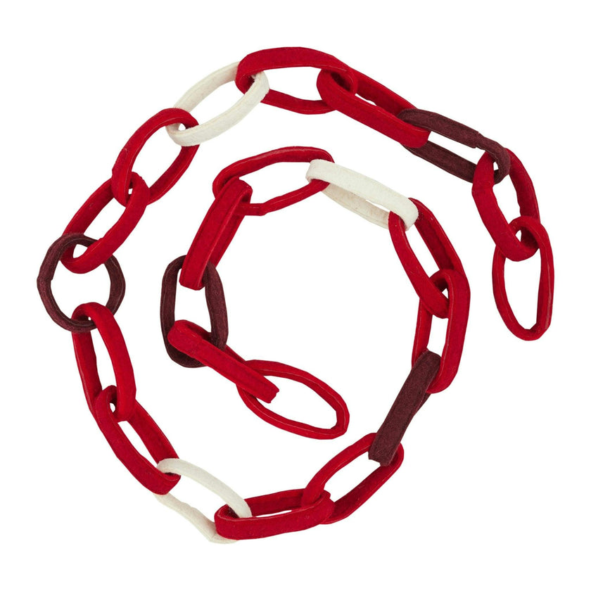 Hand Felted Wool Christmas Garland and Bunting - Loop Chain Red - 6'
