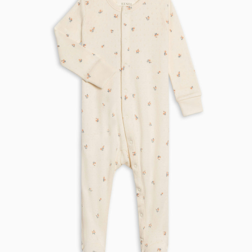 Skylar Pointelle Sleeper - Maris Floral / Ivory + Sea