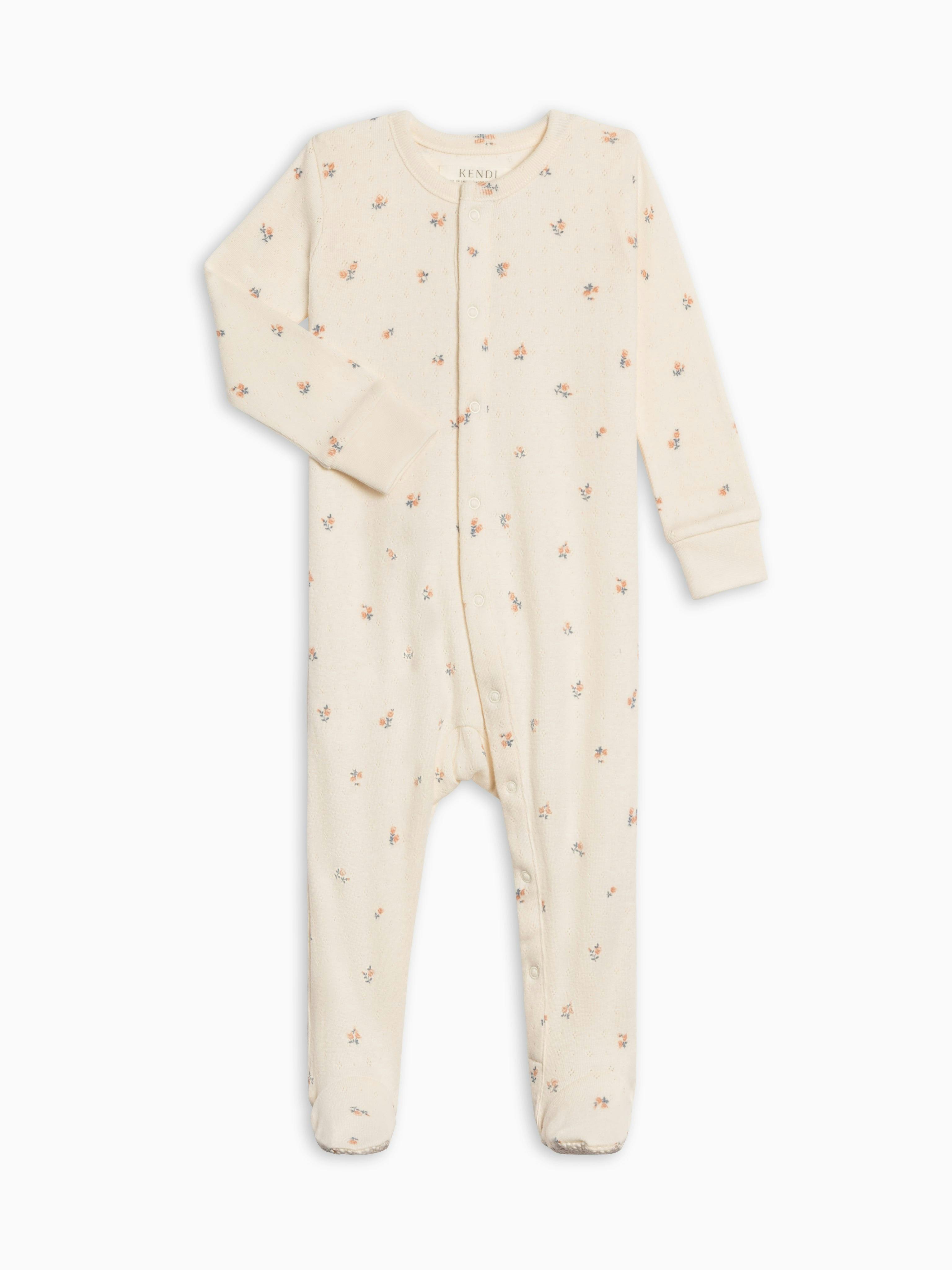Skylar Pointelle Sleeper - Maris Floral / Ivory + Sea