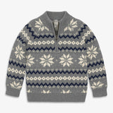 Kids quarter-zip sweater in snowflake fair isle