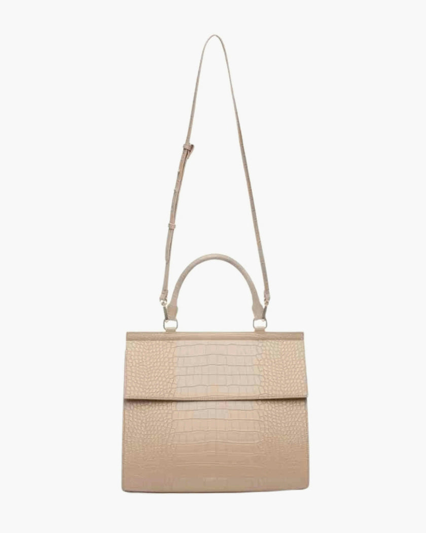 Large, Insulated, Chic Lunchbox, Cream Croc