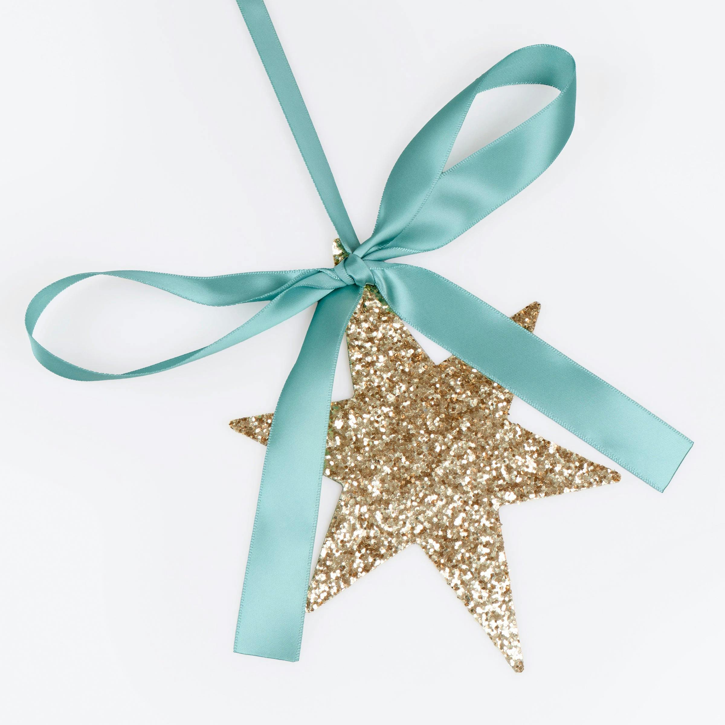 Gold Glitter Hanging Star Decorations