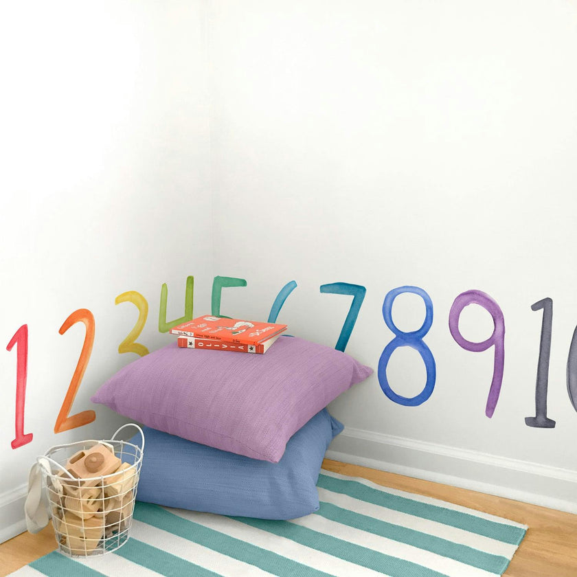 Watercolor Numbers • Rainbow • Peel-and-Stick Wall Decals