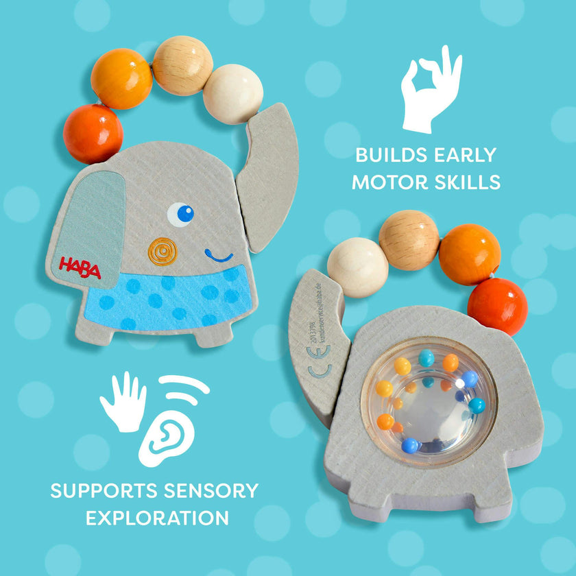 Elephant Wooden Grasping Toy Rattle