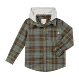 ERIN hooded shirt brown/sage plaid