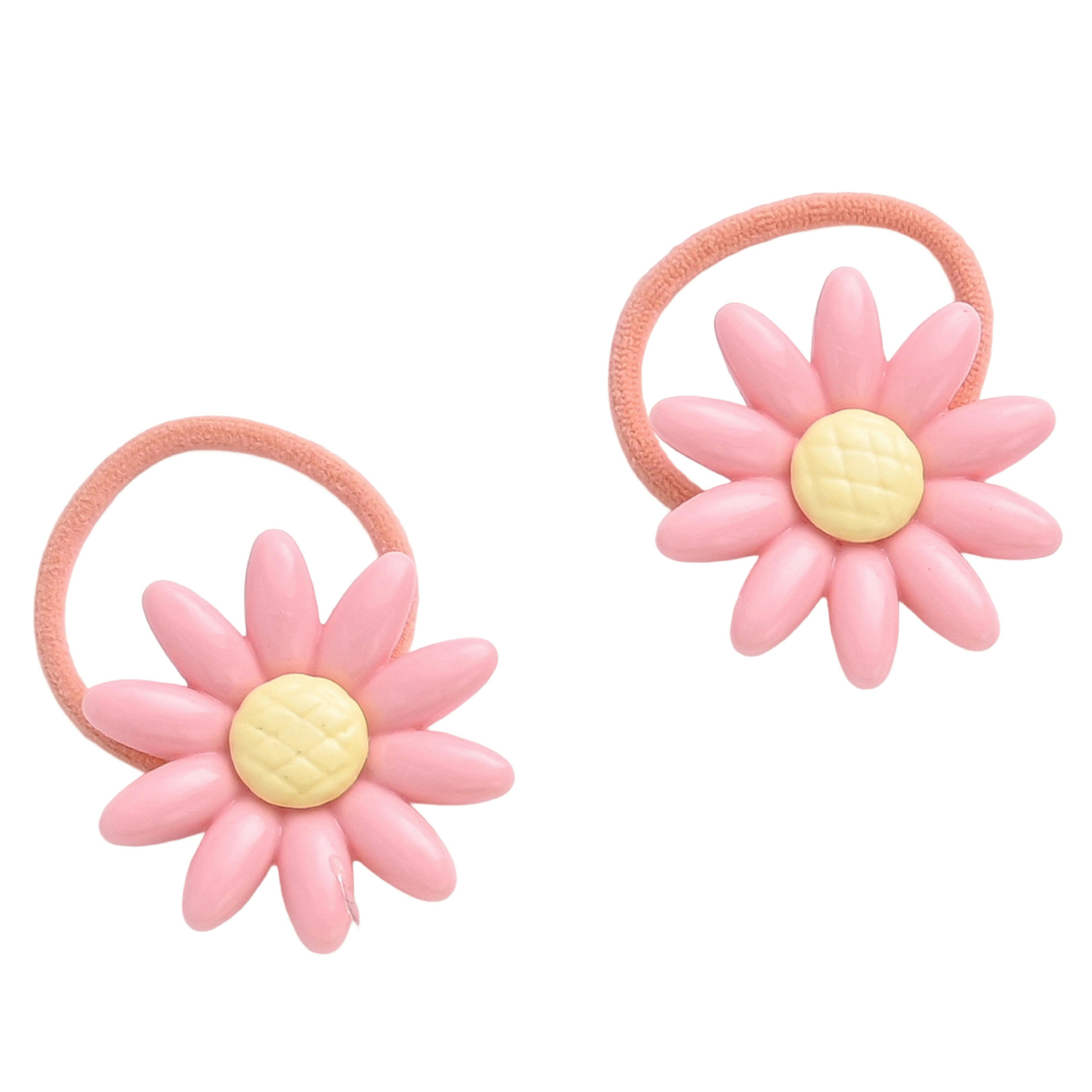 Button & Flower Hair Tie Set
