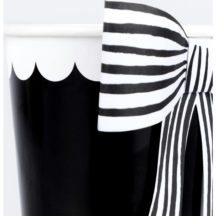 Black & White Stripy Bow Cups