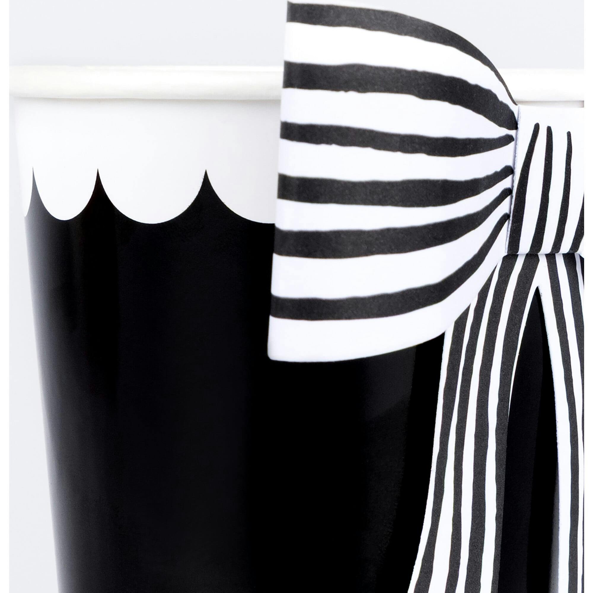 Black & White Stripy Bow Cups