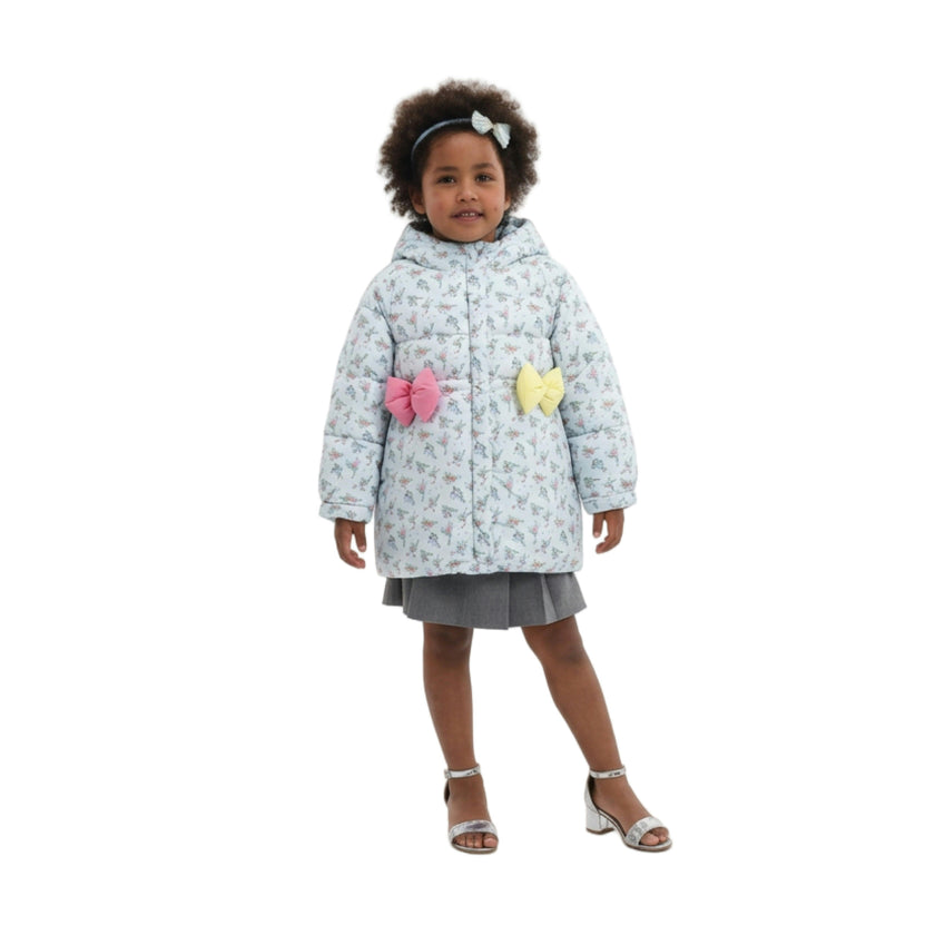 Lavender Floral Bow Hooded Coat
