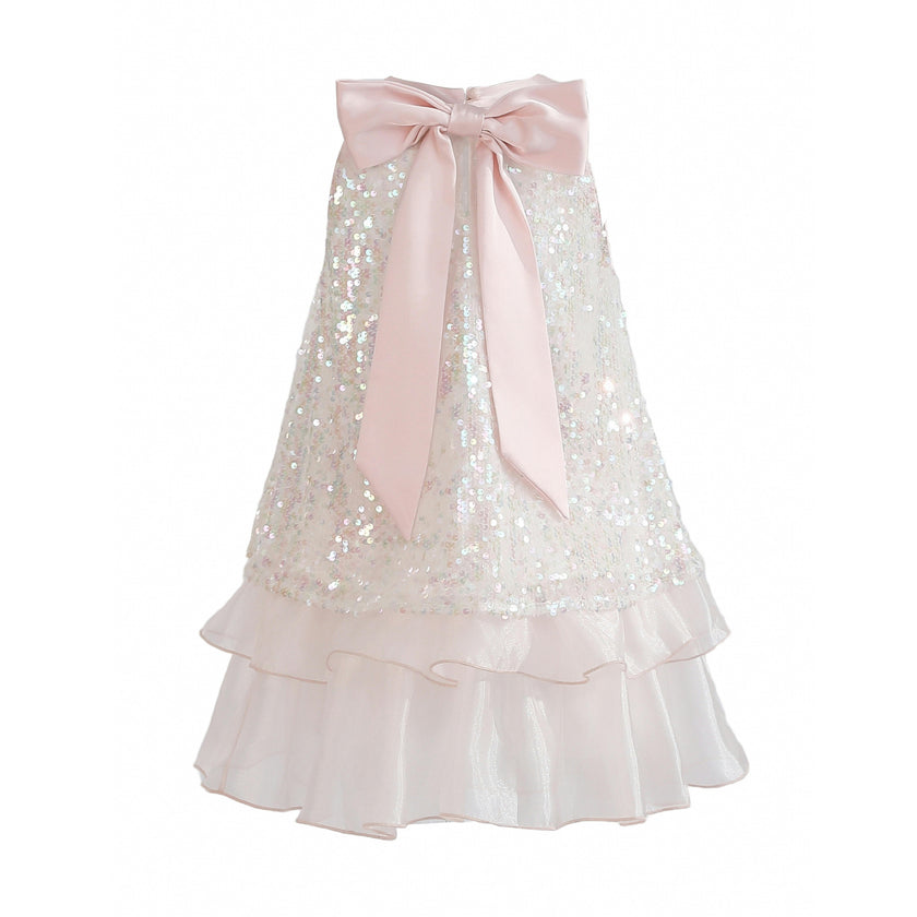 Pink Sylvara Sequin Ruffle Skirt Set