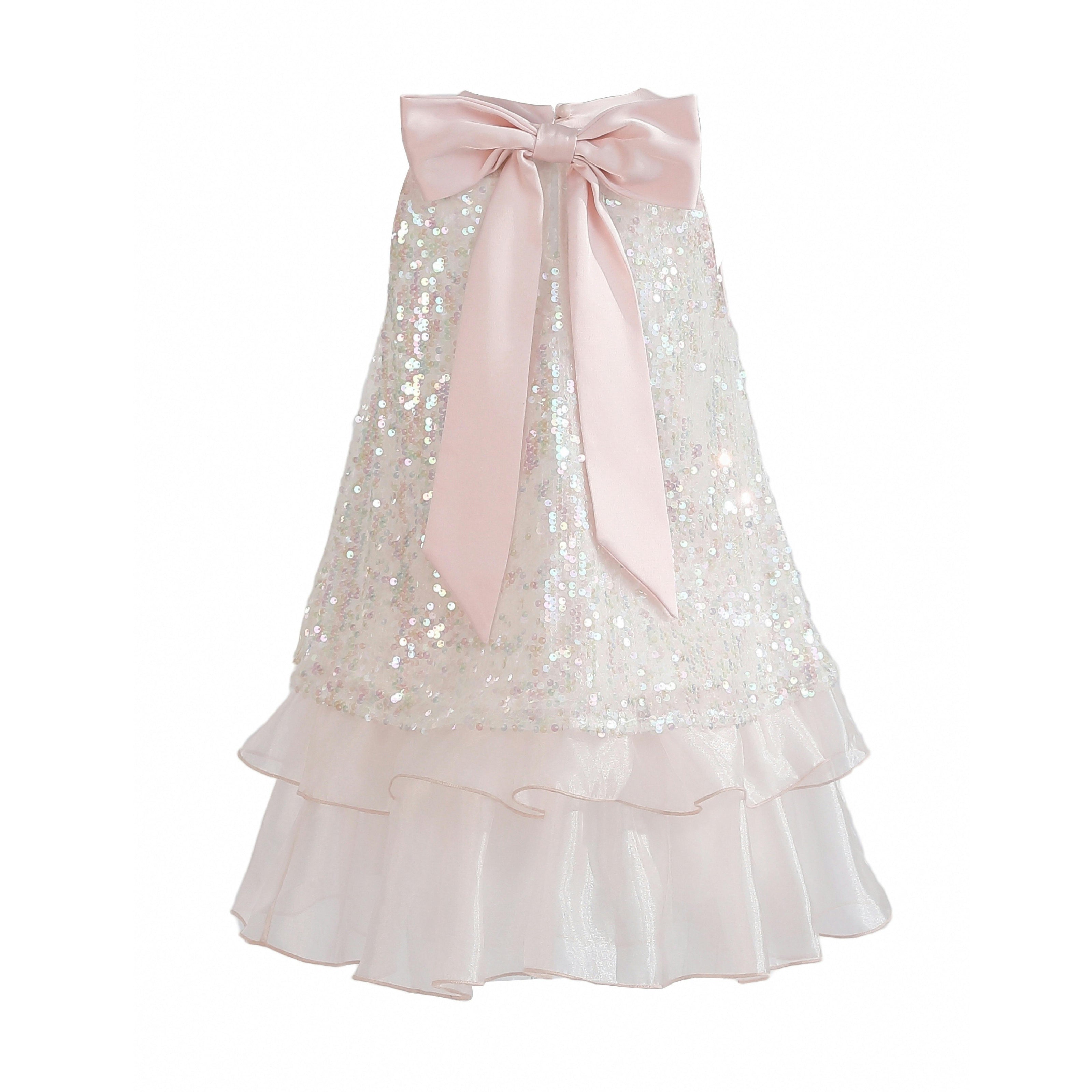 Pink Sylvara Sequin Ruffle Skirt Set