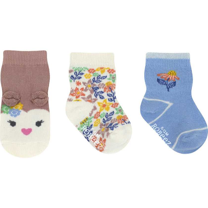 Flower Light Blue 3pk Infant Hosiery