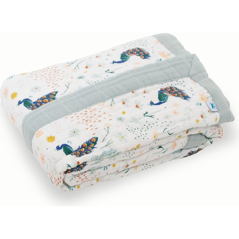 Cotton Muslin Baby Quilt - Peacock