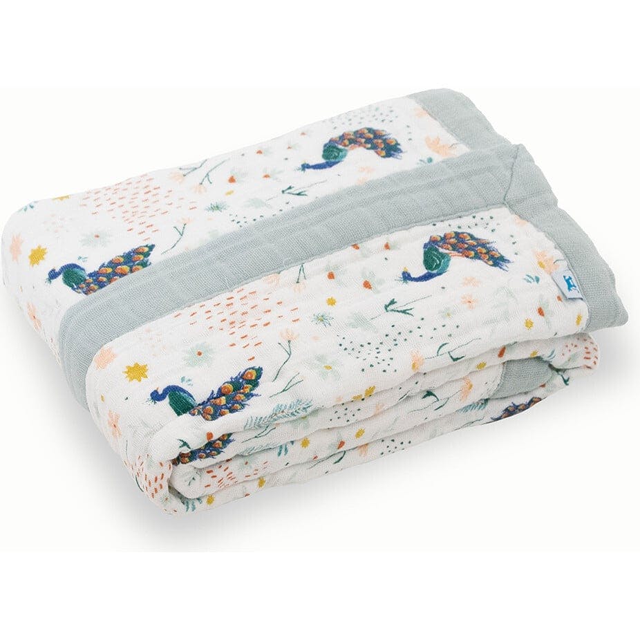 Cotton Muslin Baby Quilt - Peacock