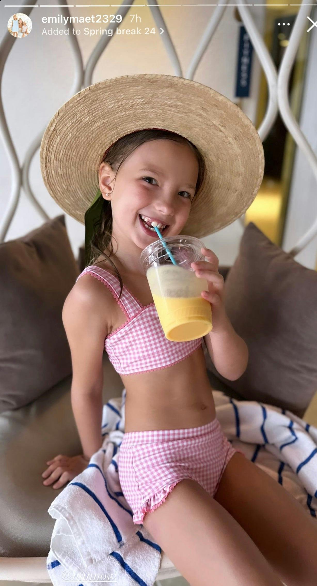 Zinnia Sun Hat for Little Girls (Age 4-10) - Long Yellow Grosgrain Ribbon