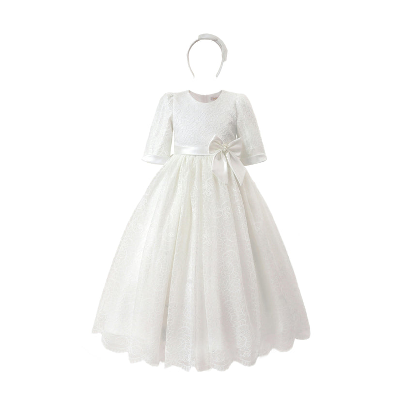 White Shannora Puff Sleeve Formal Dress