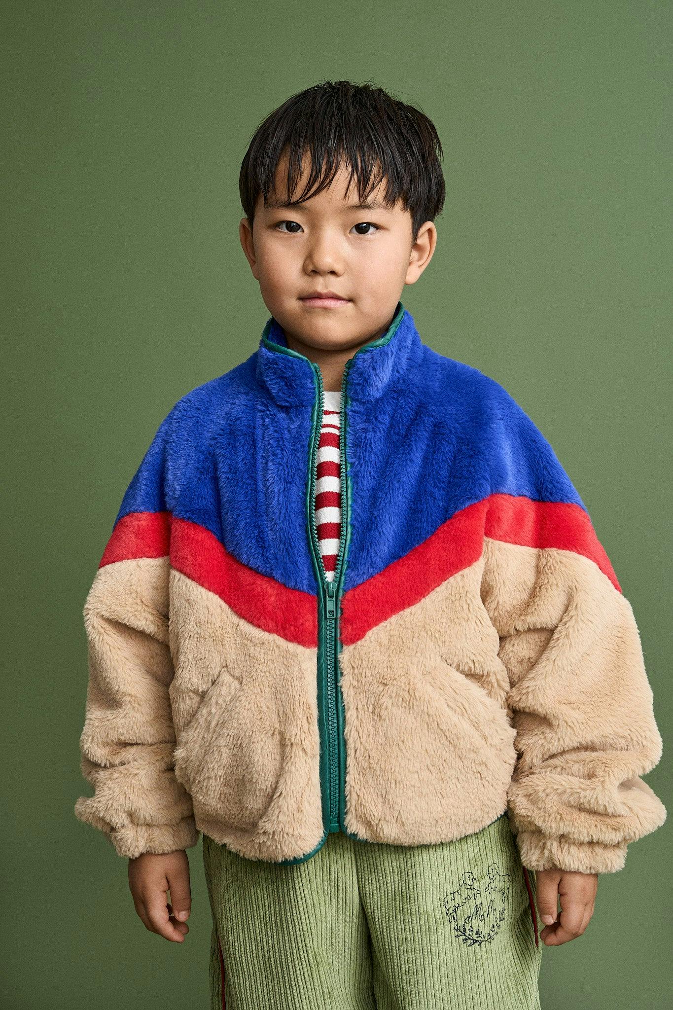 TRICOLOR FUR JACKET MULTICOLOR