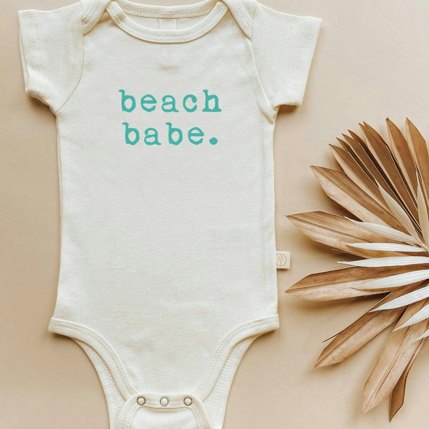 Beach Babe Seafoam Organic Cotton Baby Bodysuit Short Sleeve
