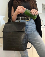 Chic, Stylish Padded Laptop Sleeve Backpack, Black Croc